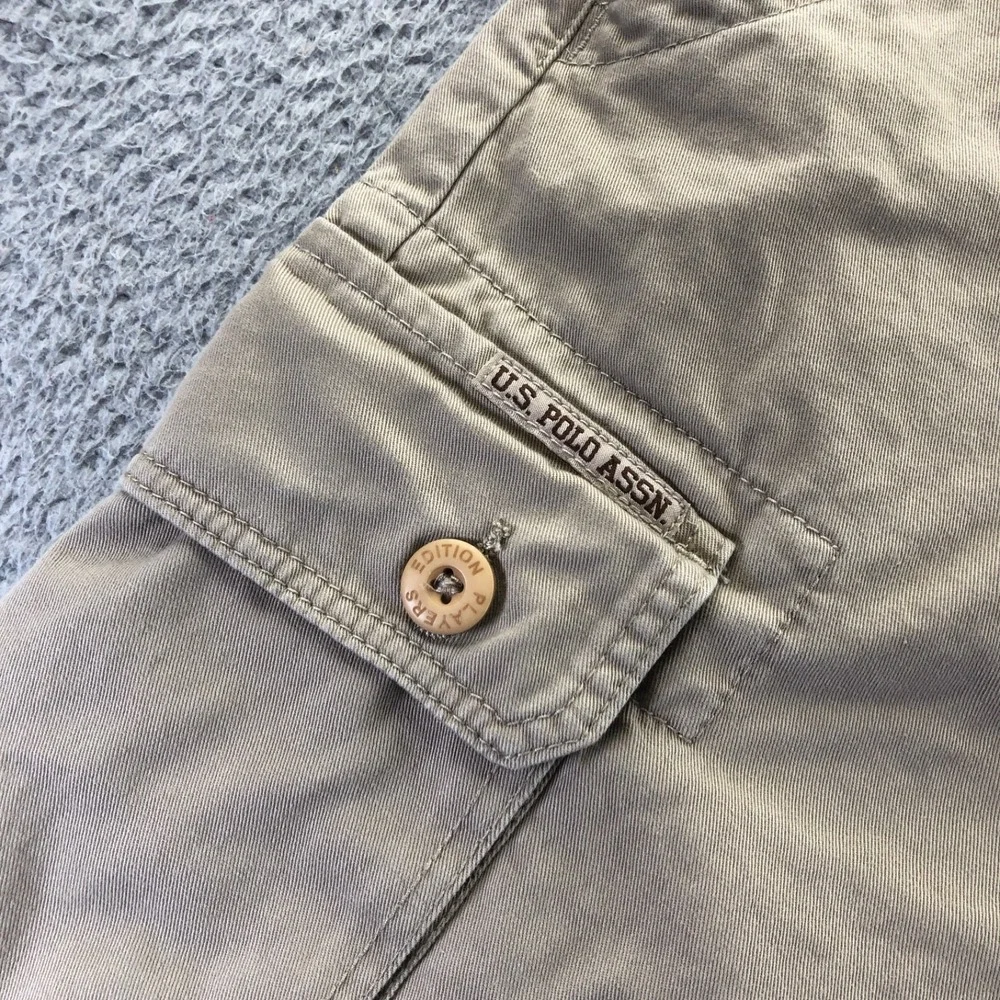 Vintage US Polo Assn Sorts Mens 32 Khaki Cargo Baggy Embroidered Logo Y2k Skater